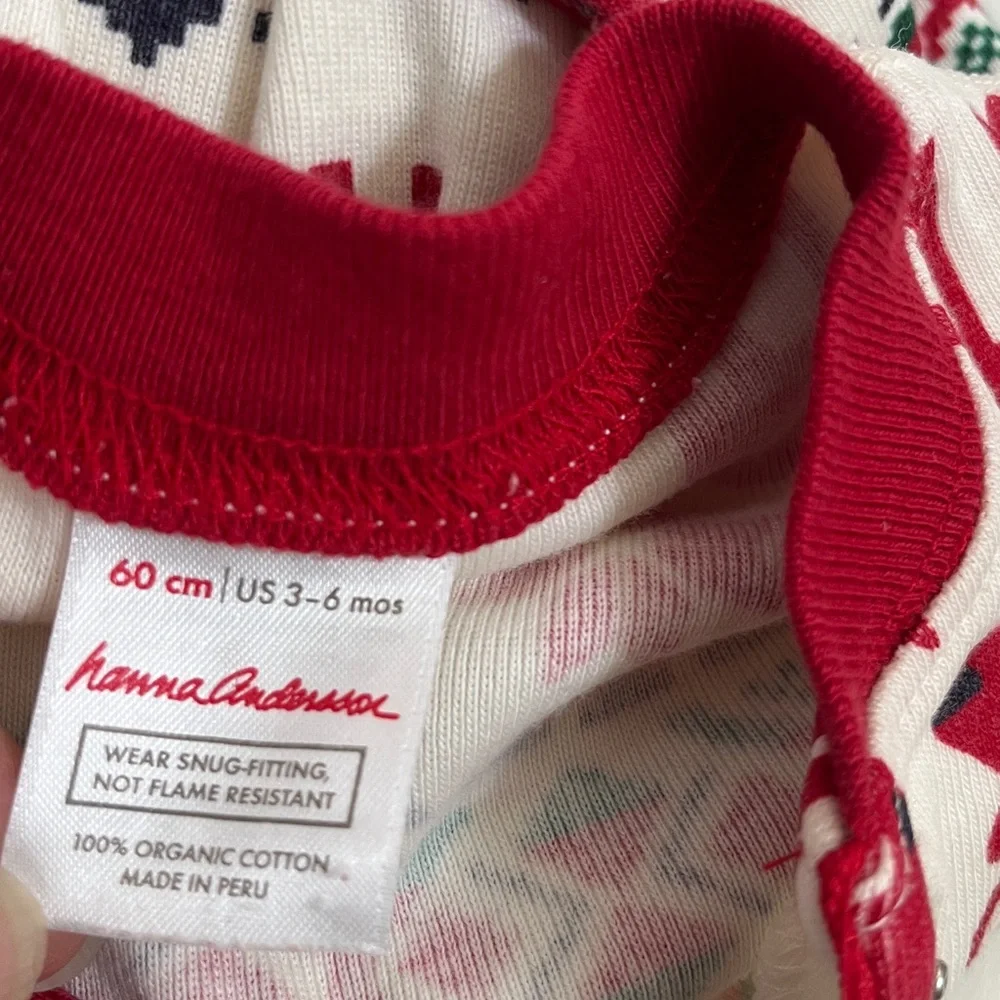 Hanna Andersson Red White Organic Cotton Holiday One Piece Pajama